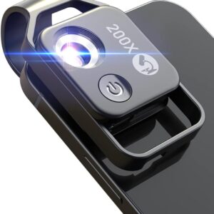 MIAO Lab Phone Microscope with CPL Lens/LED Light, 200X Pocket Microscope Camera Attachment with Universal Clip for Most iPhone/Andriod Phone - The Best Gift to Enjoy Microworld for Kids and Adults